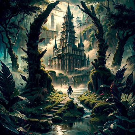 Quality Tags: (ultra detailed 8k cg:1.5), (masterpiece:1.5), (best quality:1.4), (PIXIV:0.3), high quality, absurdres, beautiful, complex, intricate, detailed background, complex background, cinematic, ultra highly detailed, tiny details, beautiful details, delicate pattern, super fine concept art, luminism, vibrant colors, rich deep colors, centered, symmetry BREAK Feature Tags: Mysterious Bog, Starry Night BREAK Theme Tags: <lora:Dra9onScaleAI:0.5>, <lora:AlchemyPunkAI:0.5> BREAK Lens Tags: backlight, (dynamic lighting:0.5), dramatic lighting, rim lighting, volumetric lighting, depth of field, sharp focus, foreshortening, astrophotography BREAK Artstyle Tags: fantasy landscape, mystical, adorable, fairytale, storybook detailed illustration, ink outline, art in the style of Larian Studios,Jessica Rossier,Hironobu Sakaguchi, fog, mountains, water, asian rainforest jungle, sky, temple, (no humans:1.5), <lora:add_detail:0.5>, <lora:more_details:0.5>, <lora:realistic:1>, <lora:Elixir:1>, <lora:Better_Nature_v1:0.3>, <lora:BG2_dpep4+silicon29dim64:1.7>