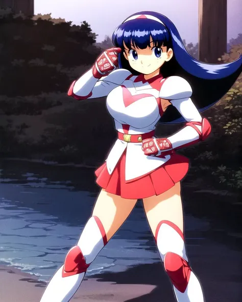 extremely detailed CG unreal engine cg 8k, best quality, (detailed fingers, detailed hands, detailed face), all intricate, beautiful detailed 1girl,
TsuruginoHikari, solo, long hair, knee boots, blue hair, blue eyes, gloves, full body, armor, hairband, skirt, (red) and white costume,
smile, standing, thumbs up, outdoors
<lora:TsuruginoHikari:1:lbw=NP> <lora:flat2:-0.5>