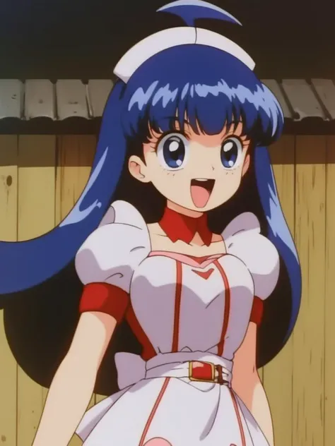 <lora:TsuruginoHikari:0.8> TsuruginoHikari, 1girl, solo, blue hair,  blue eyes,  long hair,   open mouth,  smile, 1990s (style), cowboy Shot, ahoge,
Gothic Maid, cafe,
masterpiece, high quality, very_high_resolution, large_filesize, full color, 1990s \(style\), anime, anime_screencap, animated gif, mp4 ,video, animated,