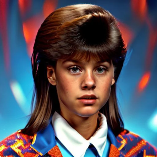 portrait+ style photograph of girl, school book photos, background, portrait, 90's twist, VHS-style glitches, vintage backgrounds, the essence of the 1990s, epiCRealism