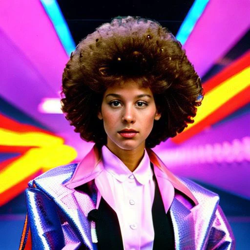 portrait+ style photograph of girl, school book photos, background, portrait, 90's twist, VHS-style glitches, vintage backgrounds, the essence of the 1990s, epiCRealism, pink nackground