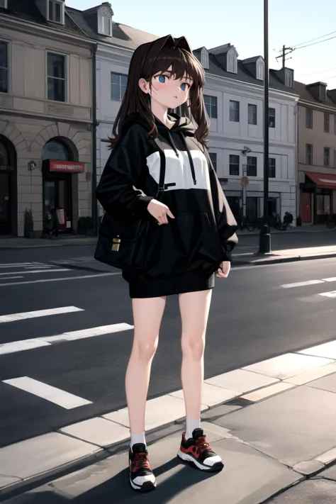 <lora:elisia_valfelto_v0.7:1>
1girl, elisia valfelto, full body,
oversized shirt, hoodie, street, sneakers, bag,, masterpiece, best quality, highly detailed
