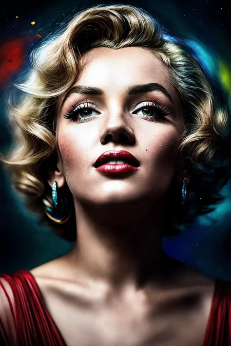 (Beautiful perfect face Marilyn Monroe: 1.3), 38 years old, big, slender body, bewitching pose, top quality, masterpiece, (adult: 1.6), American woman, (gentle smile: 0.8), braided white hair, always wearing makeup, red lips, brown eyes, (dark expression: 1.3), wearing a white shirt, floating light particles, (floating large light particles: 1.3), center, ( high-definition skin (1.4), (RAW photos, highest quality), (realistic, photorealistic: 1.7), (sexual arousal, blush, rough breathing: 1.0),