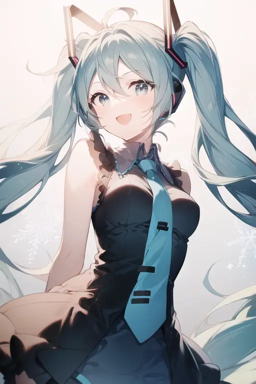 1girl,masterpiece,upper body, best_quality,hatsune miku,gradient hair,twintails,aqua eyes,open mouth, smile,arms behind back, <lora:rella-v2-000005:1>