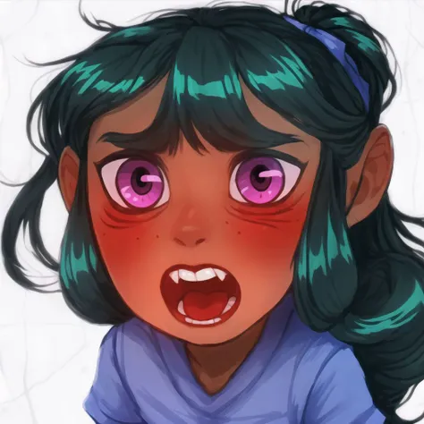 <lora:avasdemon3:1>,
avasdemon,
1girl, open mouth, ponytail, long hair, blue hair, buck teeth, rabbit whiskers, black eyes, screaming, face, chibi, thick outline