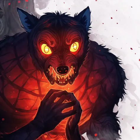 <lora:avasdemon3:1>,
avasdemon,
((masterpiece)),((best quality)),((ultra-detailed)),highest quality,(illustration),(dynamic angle),red ridding hood,rose,holding basket,women,((werewolf)),body horror,abstrait,dark vibe, ((horror)),monster,((fur)),terror,psychological horror, ((glowing eyes)),