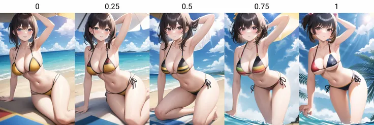 high quality, best quality, masterpiece, absurdres, 1girl, bikini, beach, sunny,  <lora:anythingAnimeLoraNSFW_v15:0~1>