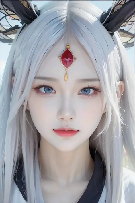 face lighting,bright backlight,super high resolution,best quality,Photos,4k,(Realistic:1.2),huiye,1girl,(the third eye:1.2),horns,(pale skin:1.4),(white hair:1.2),
<lora:huiye_20:1>,half body photo,