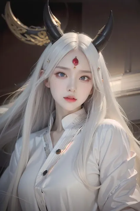 face lighting,bright backlight,super high resolution,best quality,Photos,4k,(Realistic:1.2),huiye,1girl,(the third eye:1.3),horns,(pale skin:1.4),(white hair:1.2),long hair,(night:1.2),white kimono,
<lora:huiye_20:0.8>,