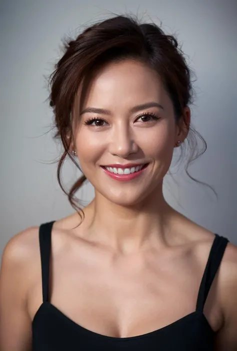 <lora:yufeihong3:0.85:lbw=1,0,0,0,1,1,0,0,1,1,1,1,1,1,1,1,1>yufeihong face,yufeihong body,good hand,perfect hand,
1girl, solo,PHOTOREALISTIC REALISTIC,masterpiece,best quality,highres,ultra detailed,8k,1woman,looking at viewer,grin,(unlit dark night),
grin,smile,(dress:1.46),
black hair, solo, realistic, looking at viewer, lips,smile, portrait, hood, black eyes, hood up, brown hair, pov, aged down,
(8k, RAW photo, best quality, masterpiece:1.2), (realistic, photo-realistic:1.55), (ultra-detailed:1.34), highres,
(pov:1.35)