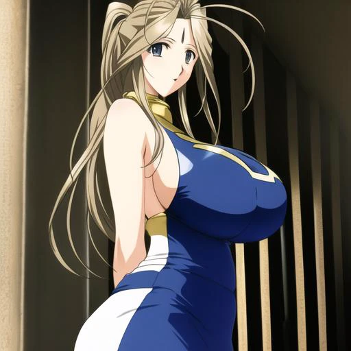 <lora:Belldandy:.5>, Belldandy, huge_breasts, standing, arms_behind_back
