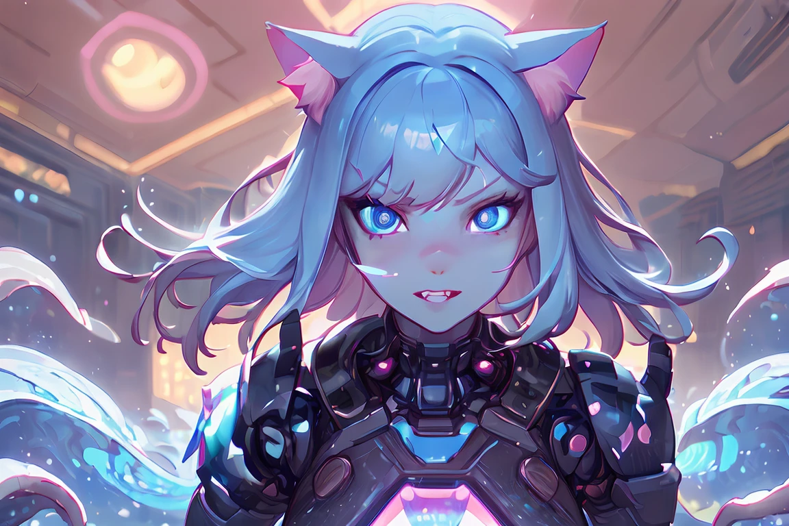 masterpiece, best quality, portrait, night city, 1girl, anime, 3D, Japan, pixar, realistic, teen girl, smiling, cute face, harajuku fashion style, rain coat, beautiful, colourful, neon lights, cyberpunk, smooth skin, illustration, artstation, painting by stanley artgerm lau, sideways glance, foreshortening, extremely detailed 8K, smooth, high resolution, ultra quality, highly detail eyes, highly detail mouth, highly detailed face, perfect eyes, both eyes are the same, true light, glare, Iridescent, Global illumination, real hair movement, real light, real shadow, real face, hd, 2k, 4k, 8k, 16k, realistic light, realistic shadow, bright Eyes, fluorescent eyes, soft light, dream light <lora:MechaCatGirl:1> (robot cat girl:1.3),mechanism, futurism,futuristic face, dark, (surprised look), mechanical pink ears, there are a lot of details in the background, brilliant metal,(holography:1.4), trippy, psychedelic, colorful, 2d, anime, detailed, illustration, intricate, <lora:add_detail_realistic:1>, <lora:sharpen-soften:-0.5>