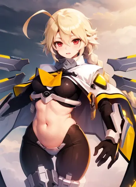 (masterpiece, best quality, high resolution),cowboy shot, 1girl, lambda11ms, bodysuit, mecha musume, crotch plate, cape, <lora:Lambda11MS:1>