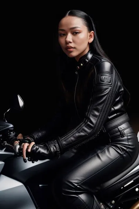 DEN_bella_poarch,
((riding a motorcycle:1.2) wearing (motorbike leathers:1.2), (riding a motorbike:1.2), (driving a motorbike:1.2),  (motorcycle:1.1), traffic, leather trousers, leather jacket, motorcycle boots, leather gloves:1.2),
bokeh, f1.4, 40mm, photorealistic, raw, 8k, textured skin, skin pores, intricate details  <lora:epi_noiseoffset2:1>, epiCRealism <lora:ClothingAdjuster3:-1.3>