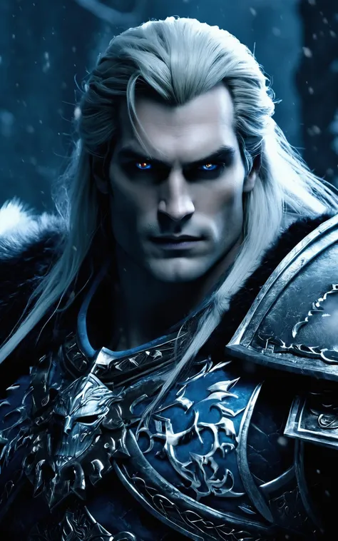 the witch of the north, a female character in the witch of the north, henry cavill as arthas menethil, arthas menethil, arthas, death knight, warcraft 3, beautiful male drow, warcraft, handsome drow, lich king, blizzard warcraft, warcraft style, the lich king, jaina proudmoore, diablo 4 queen, deathknight