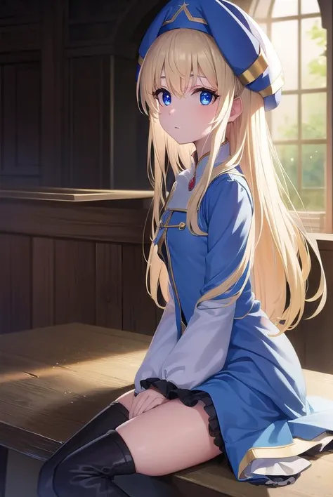priestess, <lora:priestess-lora-nochekaiser:1>,
priestess, blonde hair, blue eyes, long hair, hair between eyes, (small breast:1.2),
BREAK boots, dress, frilled sleeves, frills, hat, high heels, robe, thigh boots, thighhighs, white thighhighs, long sleeves, puffy sleeves,
BREAK looking at viewer,
BREAK indoors, church,
BREAK <lyco:GoodHands-beta2:1>, (masterpiece:1.2), best quality, high resolution, unity 8k wallpaper, (illustration:0.8), (beautiful detailed eyes:1.6), extremely detailed face, perfect lighting, extremely detailed CG, (perfect hands, perfect anatomy),