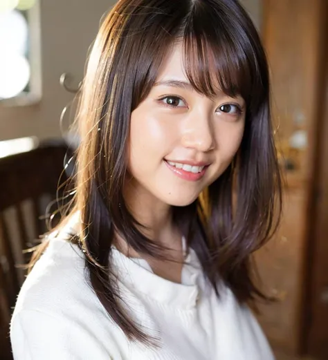 1 girl french maid uniform smile photorealistic warm light face portrait <lora:kasumiArimura_v30:0.8>