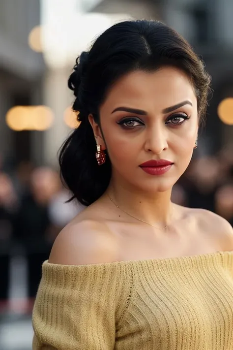 A cross between Aishwarya Rai Bachchan and Mila Kunis. Age 23, Fair indian skin, 36dd silicone boobs, dress size 4. Full body view. walking in the rain, low angle, breathtaking beauty, vibrant, cinematic, 8k, clear realistic eyes, fog background