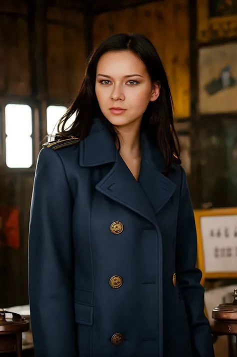 A stunning intricate full color portrait of a 20 year old woman,wearing a navy blue coat, jammed flea market, treasure hunting, shy,epic character composition,by ilya kuvshinov, alessio albi, nina masic,sharp focus, subsurface scattering, f2, 35mm, film grain <lora:SuziDiam:1>