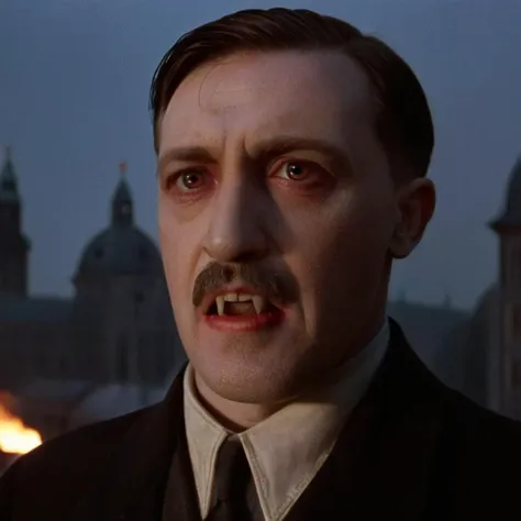cinematic film still of cinematic film still of <lora:vampire teeth v3:1>
<lora:Cinematic ww2 style:1>
Adolf Hitler nosferatu vampire staring at camera in a dark night in burning berlin city, with world war 2 in background 1940's 1945, shallow depth of field, vignette, highly detailed, high budget, bokeh, cinemascope, moody, epic, gorgeous, film grain, grainy, shallow depth of field, vignette, highly detailed, high budget, bokeh, cinemascope, moody, epic, gorgeous, film grain, grainy