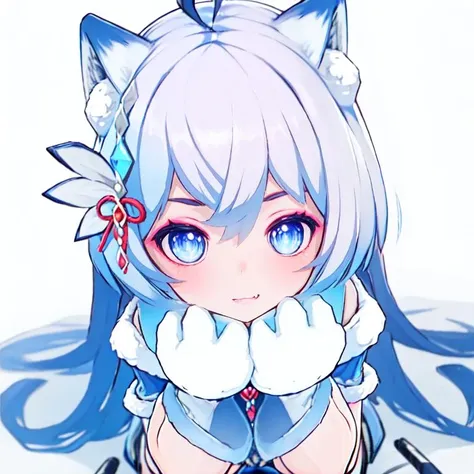 Anime girl with a blue bow,Meow, White cat girl, cute anime catgirl, anime catgirl, Anime cute art style, Anime girl with cat ears, Nekomimi, Cute girl anime visual, Aheiyan, Nifepitou, Holographic Live Broadcast, live2d virtual youtuber model
