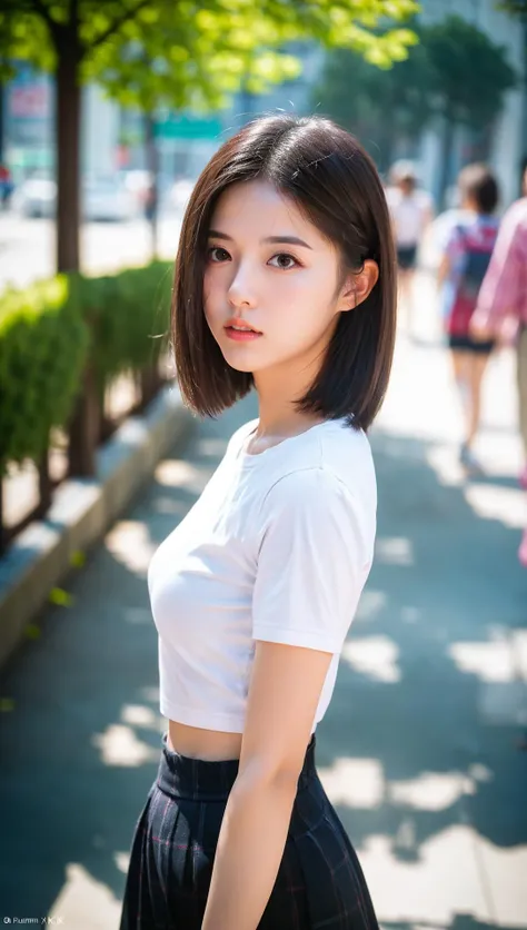 (8k, RAW photo, best quality, masterpiece:1.2), (realistic, photo-realistic:1.37), ultra highres, depth of field, chromatic aberration, caustics, Broad lighting, natural shading,Fujifilm XT3,masterpiece,ultra detailed,tou,1girl, solo,standing, looking at viewer, outdoors,street,<lora:Hoshizaki Ao_05-000008:0.7>