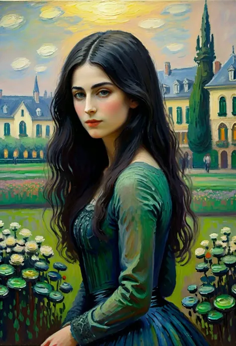 Positiv Clip L
ABSTRACT AND ATMOSPHERIC IMPRESSIONIST PAINTING, closeup of a, (in the style of Claude Monet), woman
Positive Clip G
ABSTRACT AND ATMOSPHERIC IMPRESSIONIST PAINTING, closeup of a, (in the style of Claude Monet), enchantingly beautiful woman with long black hair and green-grey eyes, Craft a piece of Gothic Revival art depicting a crypt with gothic arches, ancient tombs, and eerie candlelight, where mysteries are concealed in the shadows, creating a sense of gothic burial and enigma., in the background
---------