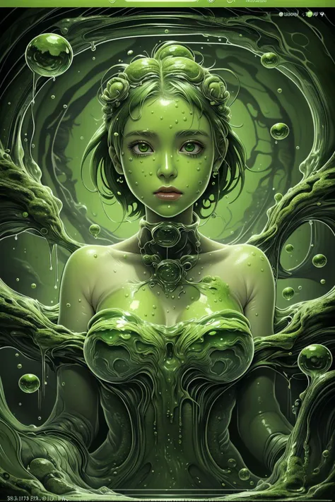 Nurgle as a woman,displaying her own power.((entropy, corruption, decay)),(( Full figure wiew)). ((Three quarter wiew)).((fractal)),((deep wiew)),warp space scenario background,photographic,ultra high resolution,hyperdetailed, masterpiece, 3d modelling, digital art. 