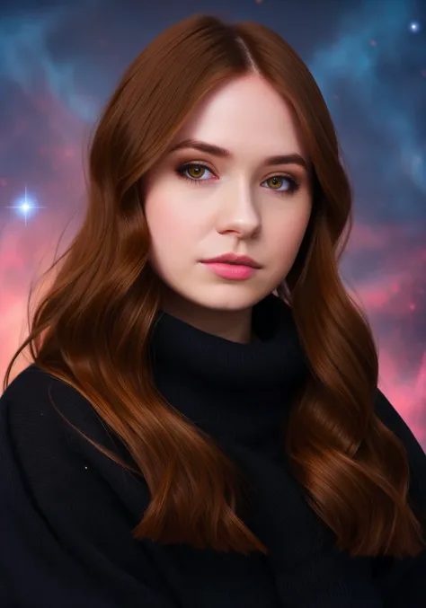 wide angle,(half-length), parted lips ,  arms behind head, beautiful woman,
(school uniform,black socks),blush, (snow,night lights),(nebula as background),
looking away, (detailed face and eyes),
photo referenced,best quality, ultra high res, (photorealistic:1.4)