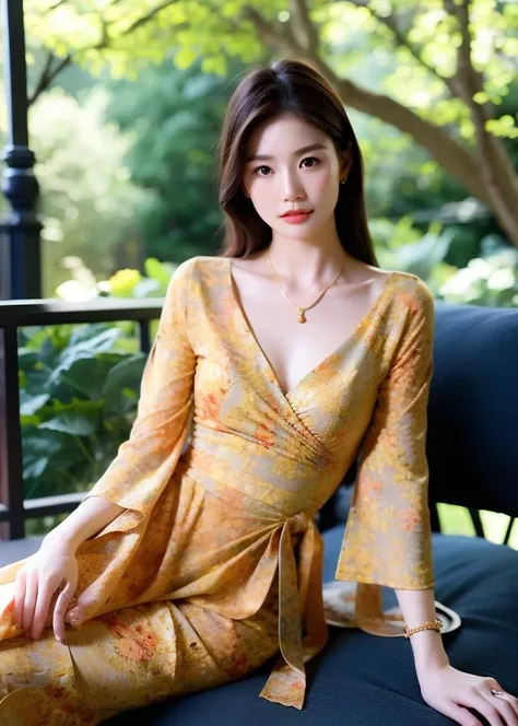 a stunning photo with beautiful saturation by Emily Soto, pretty japan idol woman wear (huangsezhanpaohd), collarbone, (mature:1.3), best quality, sultry, seductive,<lora:huangsezhanpaohd:0.95>,