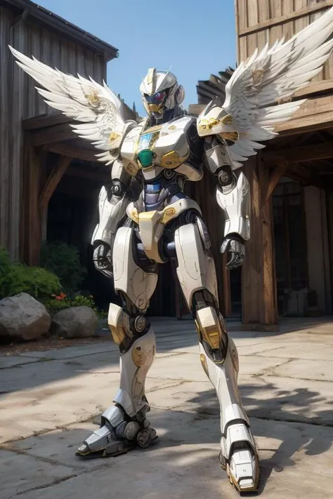<lora:add_detail:1>, <lora:OldMechaToy:0.5>, robot, robotics, highres, best quality, realistic, realistic photo, super robot wars, mechanical, masterpiece, materia, angel wings, {despressed}, very large wings