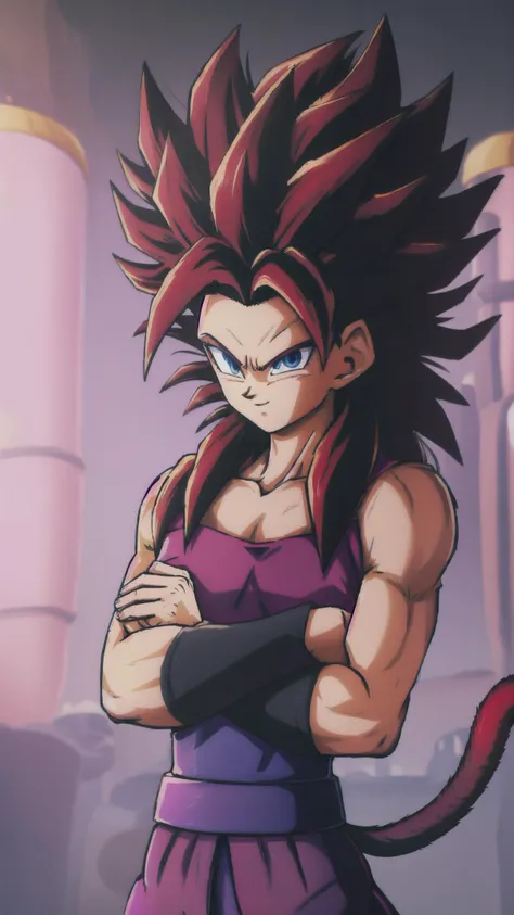 Caulifla, 1girl, (((SSj4, super saiyan 4, black Hair,))), BREAK, (((red fur on arms and chest, ))), (((Tail))), (((red body fur))), BREAK, <lora:Caulifla:1>
pink tube top, strapless, purple baggy pants, grey bracers, grey boots, BREAK, <lora:Primitive Saiyan Woman:0.5> <lora:furry_female:0.5> <lora:Son Goku - Dragon Ball:.7> <lora:dbgt_gogeta:.5>, masterpiece, best quality, hyperrealistic, extremely detailed, highly quality, 4k, sharp focus, professional photograph, sharp focus, award winning, cinematic lighting, octane render, unreal engine, volumetrics dtx, Wallpaper,