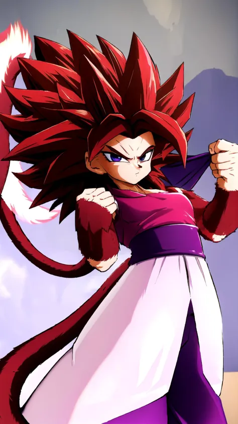 Caulifla, 1girl, (((SSj4, super saiyan 4, black Hair,))), BREAK, (((red fur on arms and chest, ))), (((Tail))), (((red body fur))), BREAK, <lora:Caulifla:1>
pink tube top, strapless, purple baggy pants, grey bracers, grey boots, BREAK, <lora:Primitive Saiyan Woman:0.5> <lora:furry_female:0.5> <lora:Son Goku - Dragon Ball:.7> <lora:dbgt_gogeta:.5>, masterpiece, best quality, hyperrealistic, extremely detailed, highly quality, 4k, sharp focus, professional photograph, sharp focus, award winning, cinematic lighting, octane render, unreal engine, volumetrics dtx, Wallpaper,