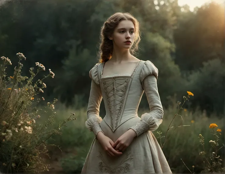 Sophia Lillis, thick body, braided ponytail, elven room, fantasy picture, white toga