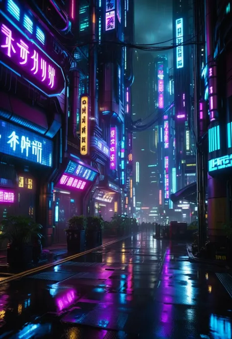 cinematic photo Cyberpunk Environments, designed by Mamoru Oshii and George Lucas, photograph, cyberpunk, philosophical, dystopian, immersive, landscape of a cyberpunk environments and Neural network city, Stormy weather, Cinematic, Sony A7, F/5, anime style, shadowrun, 35mm photograph, film, bokeh, professional, 4k, highly detailed,