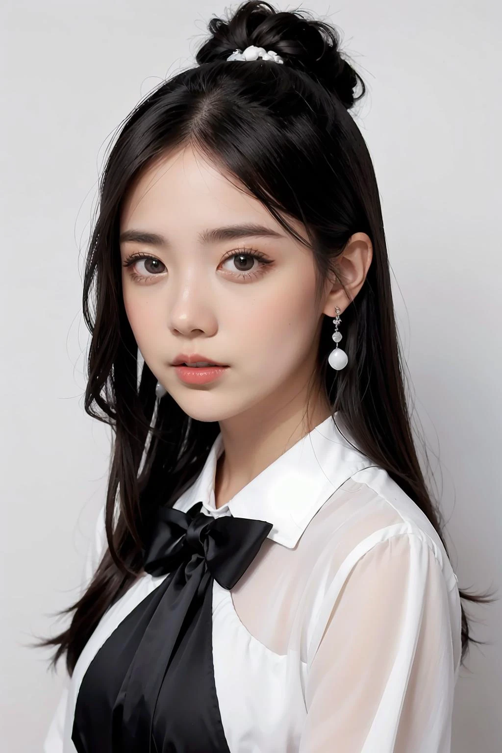1girl, black random formal attire, white background, <lora:lilypichu-02:1>