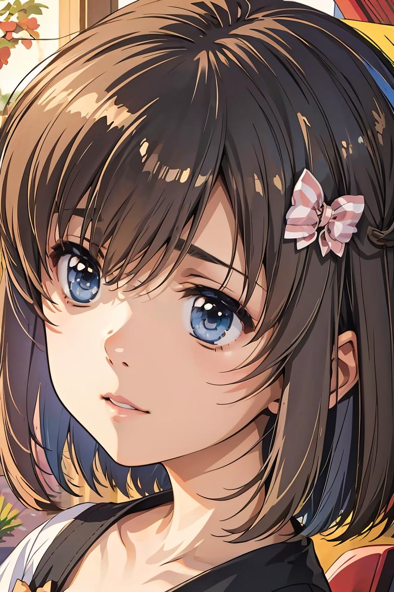 A close up of a woman with blue eyes and a flower in her hair - SeaArt AI