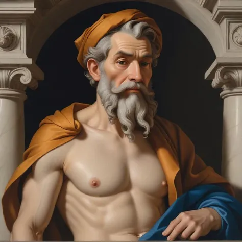 <lora:Michelangelo_Michelangelo_Paintings_High_Renaissance-000008:0.8>Ugo da Carpi, after Parmigianino, Diogenes