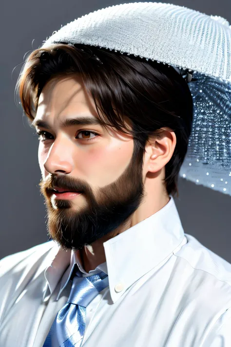 1boy,handsome male,face,beard,white background,