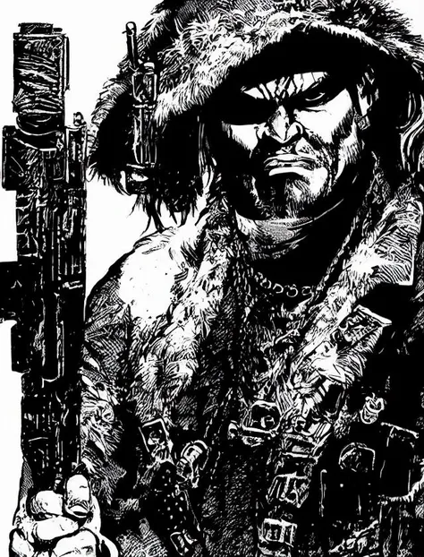 TheOldShadowrunStyles a orc gunslinger fighting a gang