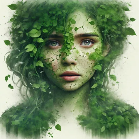 <lora:add-detail-xl:0.7>  <lora:Double_Exposure:1> double exposure, white background 1girl, crying, lush greenery and drath <lora:dryearth:1>, (masterpiece:1.2), best quality