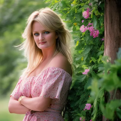 UHD, Masterpiece, Full body photo-portrait of Attractive BTYLER3 person, Light smile, beautiful face, perfect face and round eyes, highly detailed, perfect body, sexy and elegant pose, Highly detailed flowing hair, natural skin color and texture, surrounded by colorful flowers, outdoors, wind, depth of field, spring France countryside, depth of field[EOS-1D X Mark III Body, EF 70-200mm f/2.8L IS III USM, outdoor at day]cinematic lighting, ((Vintage Filter Effect:1.2)), ((depth of field:1.2)) by Annie Leibovitz