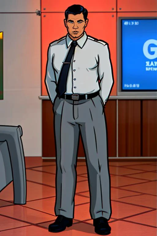 <lora:archerfx-v1:0.8> archerfx, man, white shirt, tie, gray suit, full body,
