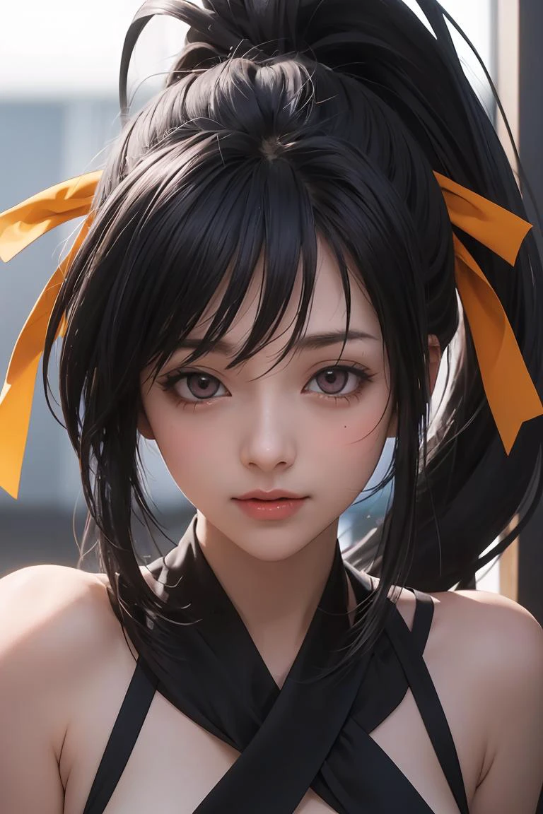 (masterpiece, best quality), 1girl, beautiful face, <lora:himejima_akeno:1> himejima_akeno, ponytail, long hair, ribbon