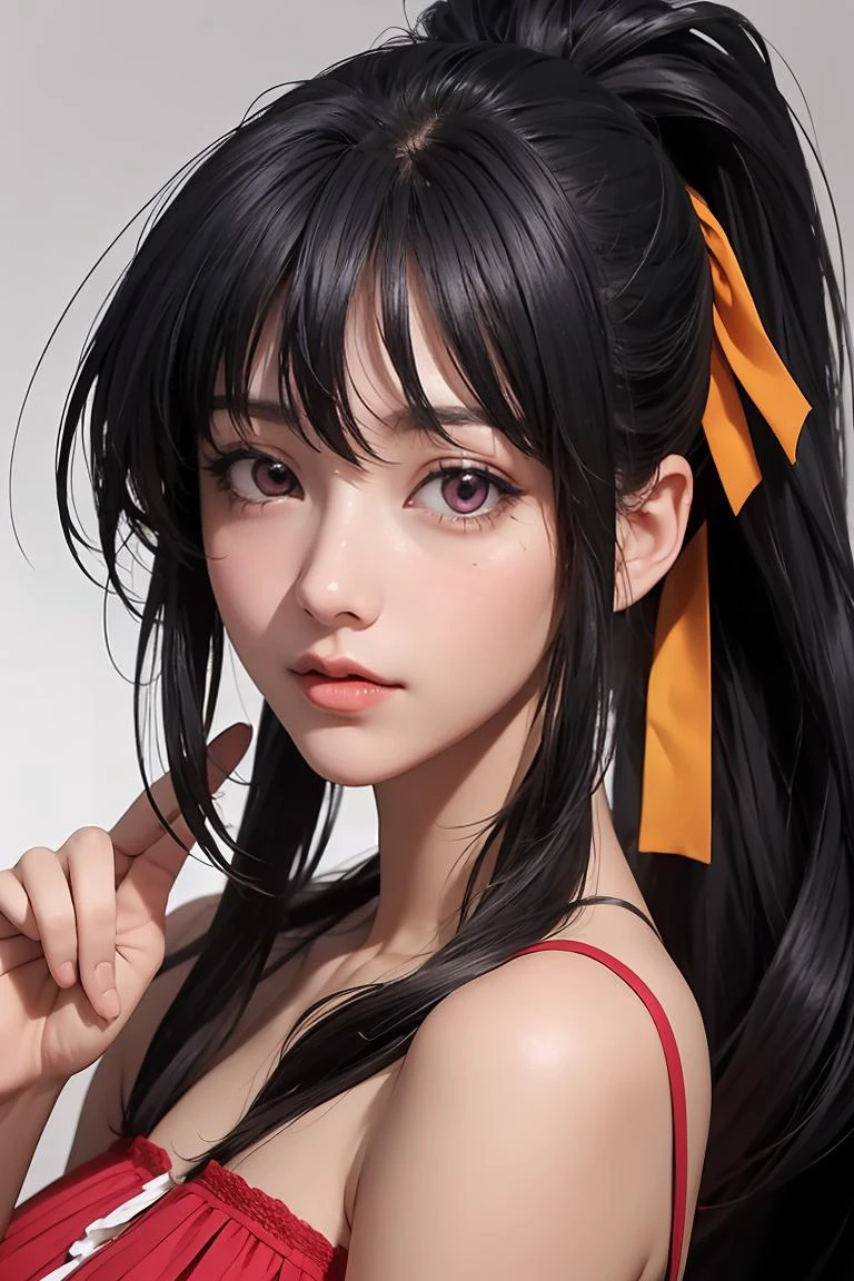 (masterpiece, best quality), 1girl, beautiful face, <lora:himejima_akeno:1> himejima_akeno, ponytail, long hair, ribbon