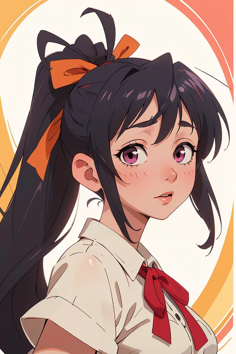 (masterpiece, best quality), 1girl, beautiful face, <lora:himejima_akeno:1> himejima_akeno, ponytail, long hair, ribbon