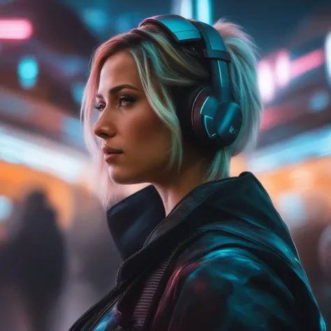 embedding:reneebargh reneebargh photo of a woman in the market wearing a cyberpunk outfit, cute face, perfect face, close up, by artgerm, by wlop, by greg rutkowski, octane render, digital art