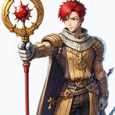 (masterpiece:1.2, best quality), ((white background:1.2)), 1boy,red hair, medium hair, casting spell, wizard <lora:OldROStyle-000008:0.65>