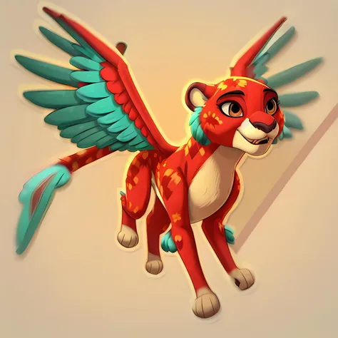 <lora:JaquinElena:0.8> <lora:stickers-10:1>, ((flying JaquinElena)), sticker, color, sticker, sample background, cartoon, minimalism, solid outline, (((animal))), four legs, two wings, tail,