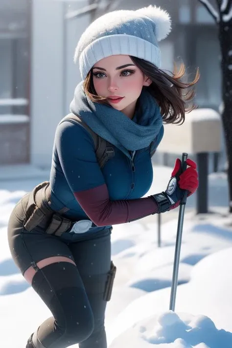 <lora:envybetterhandsLocon_alpha3:1>,DRAWING of a female winter soldier in the snow <lora:acPencil_acPENCILLora:1>, evang